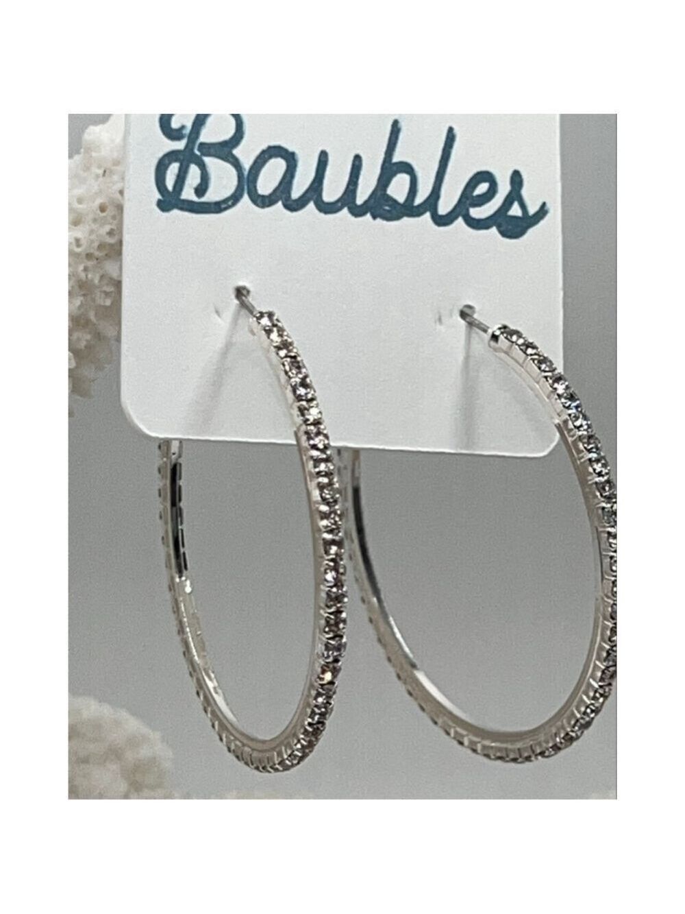 Baubles Silver Channel Set Hoops - Picture 8 of 9